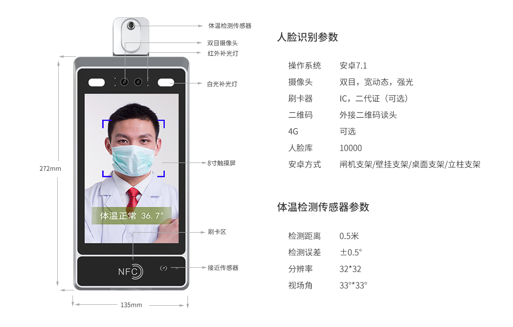 人脸识别测温门禁系统